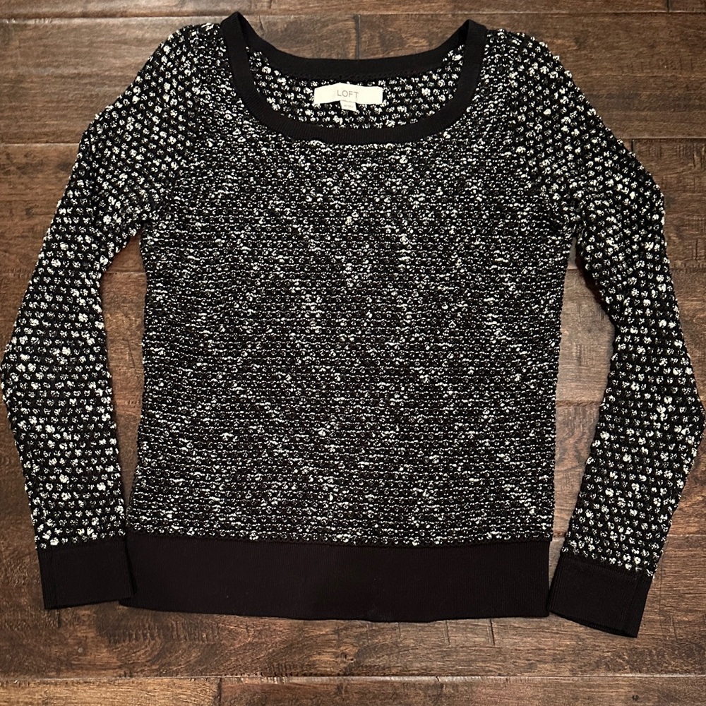 LOFT Black and White Patterned Sweater